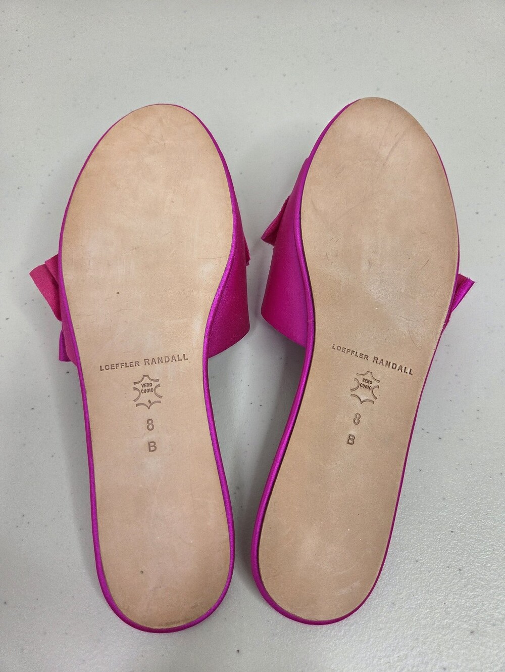 Loeffler Randall Rey Satin Ruffle Slides Fuchsia Hot Pink - Picture 12 of 13